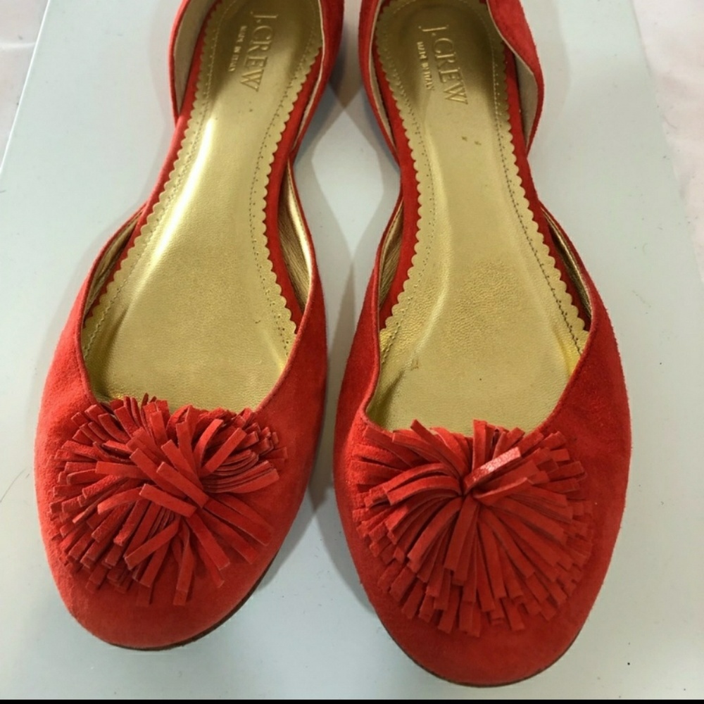 J. CREW RED SUEDE FLATS...